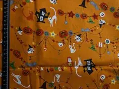 ラスト　生地 ハロウィン　カボチャ　約1mx48cm　オレンジ色