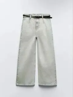 美品 〈ベルト無し〉ザラ ハイウエスト ベルテッドデニムパンツ / 38（11号