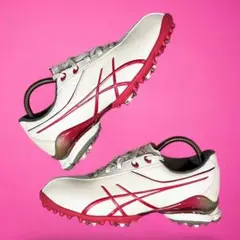 asics アシックス ゴルフシューズ 23㎝ ホワイト/レッド 紐靴 スパイクのサムネイル