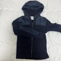 ZARA ジップアップパーカー ネイビー 異素材切替のサムネイル