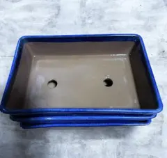 盆栽鉢 楕円形 瑠璃釉 2穴 陶器 - メルカリ