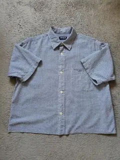 90's old UNIQLO シアサッカー 短丈チェック シャツのサムネイル