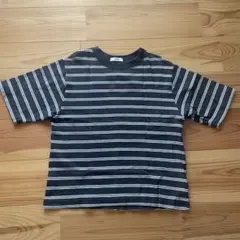 ストライプ柄 半袖Tシャツ Lサイズ ダークグレーのサムネイル