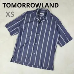 【美品】TOMORROWLAND ネイビー ストライプ 半袖シャツ XS 日本製