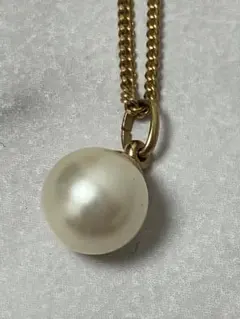 コスチュームジュエリー★フェイクパールペンダントネックレス　ゴールド色