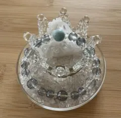 天然石パワーストーンブレスレット　ラリマー＆グレーオーラクリスタル