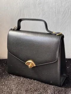 ブラックレザー ハンドバッグ ゴールド金具