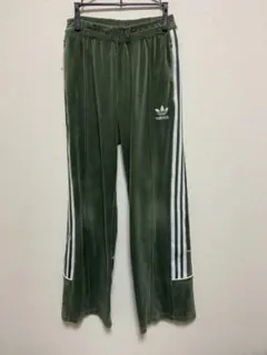 adidas Originals ベロア トラックパンツ ワイド グリーン