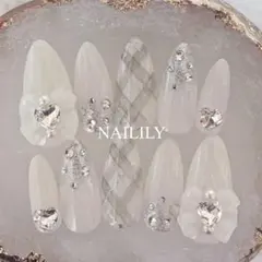 現品 即購入可 ネイルチップ ワンホン チェック キラキラ ガーリー 韓国