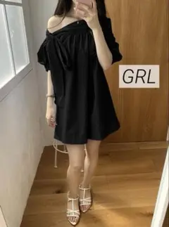 523 美品✨GRL オフショルダーサイドリボンミニワンピース