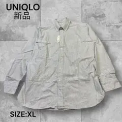 e1198☆UNIQLO 新品 オックスフォードストライプ長袖シャツ XL