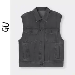 GU デニムオーバーサイズスリーブレスジャケット