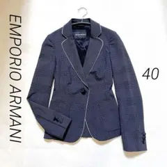 値下げEMPORIOARMANIグレンチェック テーラードジャケット パイピングのサムネイル