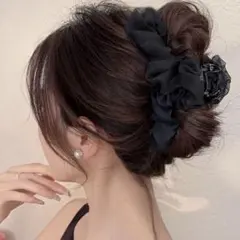 バンスクリップ 大きめ シフォン チュール フリル 髪留め 韓国
