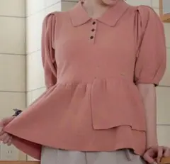 sequin peplum polo knit /スパンコールペプラムポロニット
