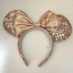 ゴールドスパンコールミッキー耳カチューシャ