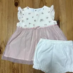 bebe フラワープリントワンピース　70〜80cm インナーセット