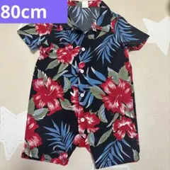 SHEIN ハイビスカス柄 半袖ロンパース 9-12M