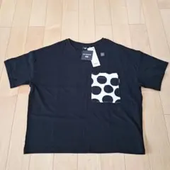 【新品】ユニクロ×マリメッコ　グラフィックT　ドット柄ポケット　ブラックL