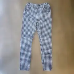 チェック柄ゴムウエスト長ズボン