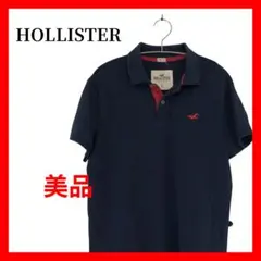 HOLLISTER 半袖ポロシャツ ネイビー ワンポイントロゴ 刺繍 B2320のサムネイル