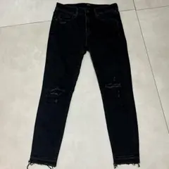 AZUL by moussy ブラックスキニーデニム クラッシュ加工 Mサイズ