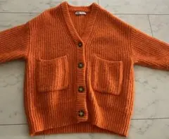 ZARA オレンジ カーディガン M