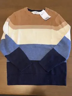 ★未使用新品★H&M ボーダーコットンセーター 110／115サイズ 長袖ニット