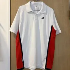 adidas ポロシャツ ホワイト レッド 半袖 ロゴ スポーツ Lのサムネイル