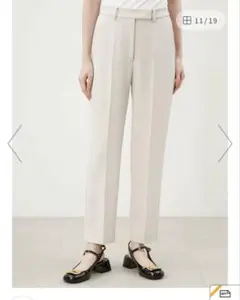 ミラオーウェン　後ゴムセンタープレステーパードパンツ