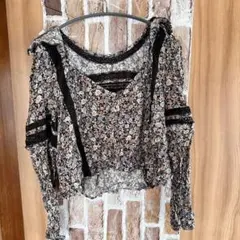 【American Eagle】花柄レース切替ブラウス ボヘミアン チュニックLのサムネイル