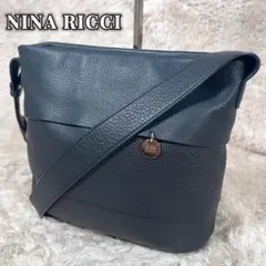 【美品】NINA RICCH ショルダーバッグ オールレザー 黒 斜め掛け