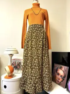 ヴィンテージ　レトロ　小花柄　マキシスカート　60’s70’s 古着