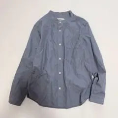RINEN trip リネン バンドカラー 長袖シャツブラウス ブルー系サイズ0