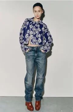 ZARA ザラ　ジャガード　ニットカーディガン