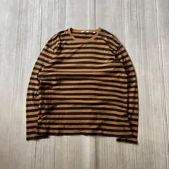UNIQLO ボーダー カットソー ロンT ブラウン ネイビー XL