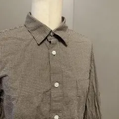 【無印良品】 M 長袖シャツ ギンガムチェック ベージュ