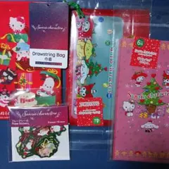 サンリオ クリスマス 巾着 フレークシール 底マチジップバック　ギフトバック