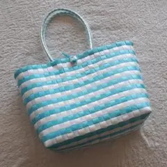 【新品未使用】編み上げトートバッグ　カゴバッグ