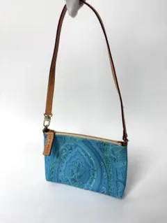 ETRO ペイズリー柄 アクセサリーポーチ ブルー レザー ワンショルダーのサムネイル