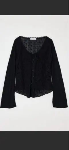 MOUSSY SHIRRING LACE トップス ブラックのサムネイル