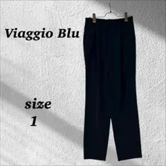 ビアッジョブルー（１）ビジネスパンツ ネイビー　ウエストバックゴム　ワンタック