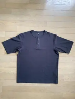 UNIQLO ドライワッフルヘンリーネックTシャツ半袖 Ｍサイズ ブラック