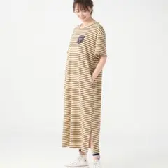 PERSONS ボーダーワンピース ロングワンピースカジュアル S 半袖のサムネイル