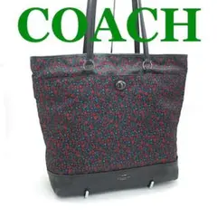 コーチ ショルダー トートバッグ ランチ フローラル ナイロン 美品