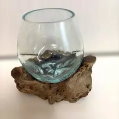 【一点物】流木ガラス自然木ベース付き