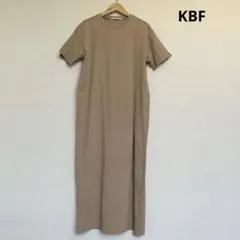 KBF 深めスリット入りカットソー(Tシャツ)ロングワンピース　綿100%