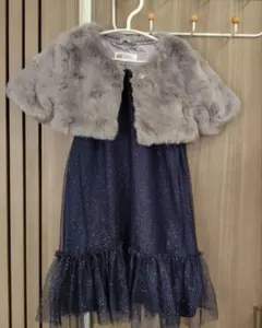 H&M　ドレス　ファーボレロ　発表会　結婚式　メモリアルフォト