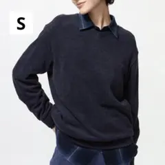 UNIQLO ソフトニットフリースVネックT NAVY Sサイズ