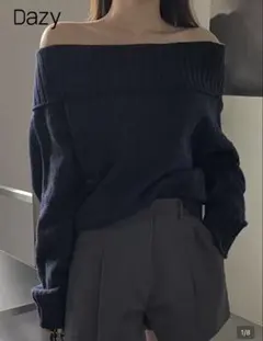 Dazy ネイビー オフショルダー ニット